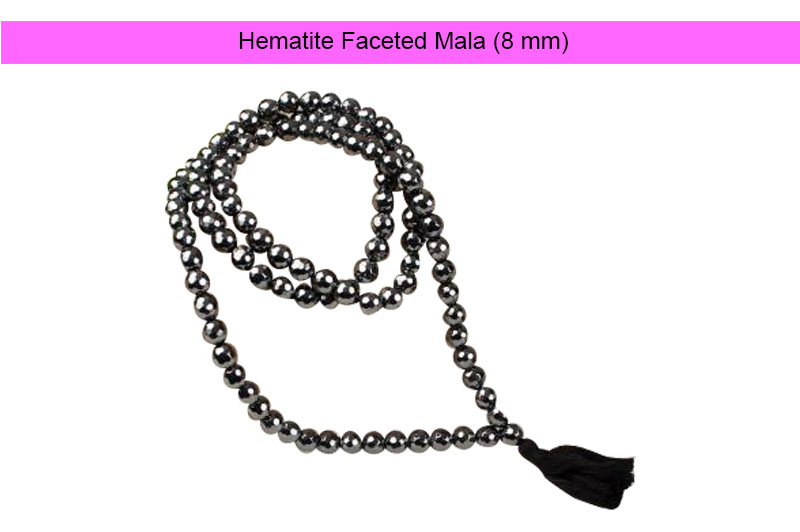 Hematite Faceted Mala (8 mm)-GMMLHT006-1