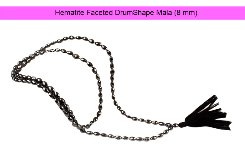 Hematite Faceted DrumShape Mala (8 mm)-GMMLHT010-1