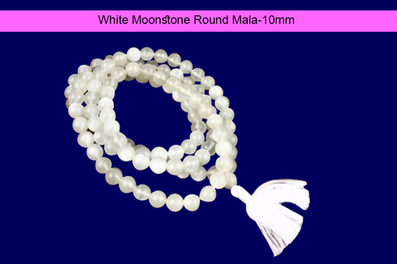 White Moonstone Round Mala-GMMLMS006-1