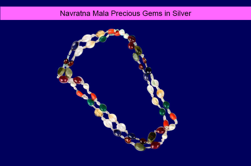 Navratna Mala Precious Gems in Silver-GMMLNT012-1