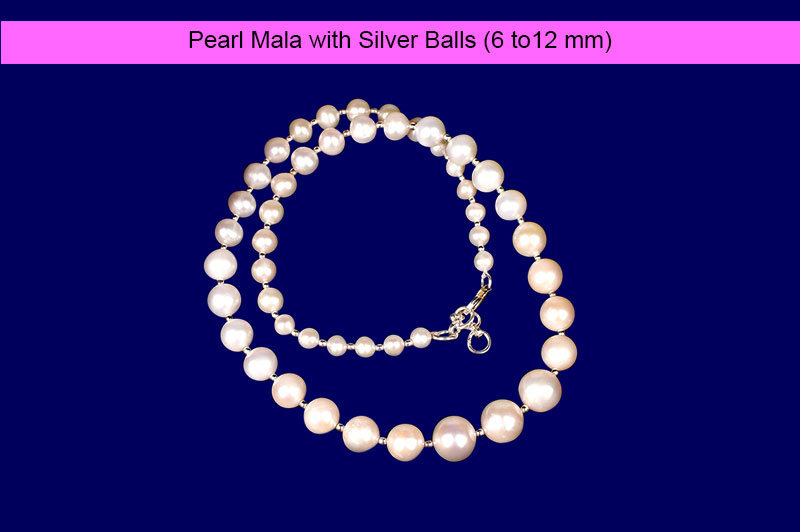 Pearl Mala with Silver Balls-GMMLPL002-1