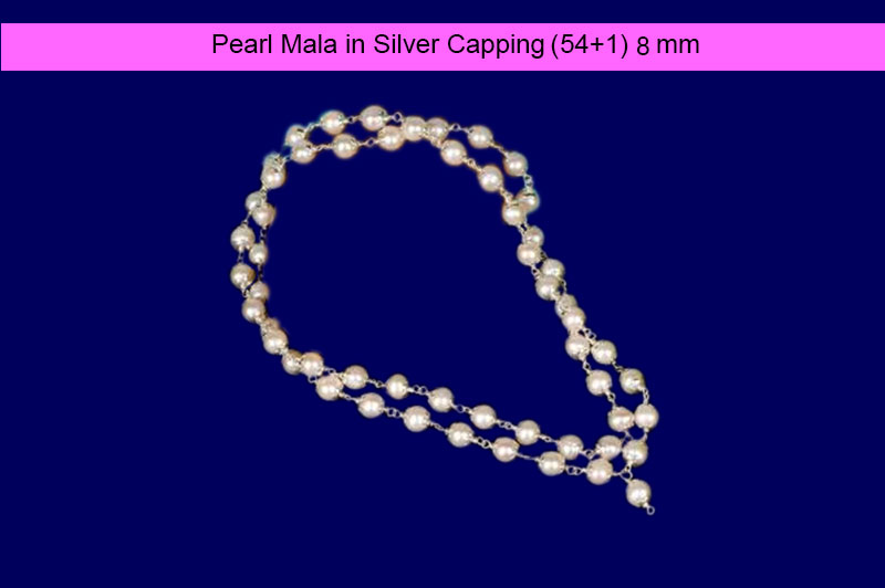 Pearl Mala in Silver Capping-GMMLPL003-1