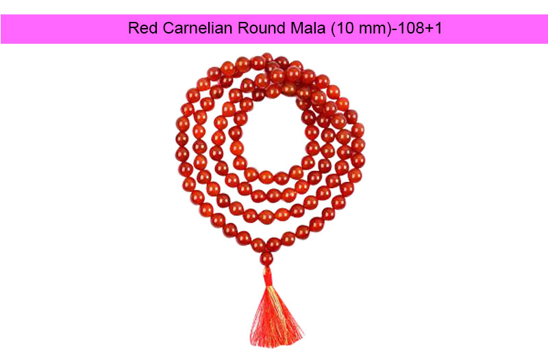 Red Carnelian Round Mala (10 mm)-GMMLROC002-1