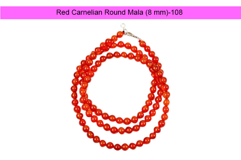 Red Carnelian Round Mala (8 mm)-GMMLROC003-1