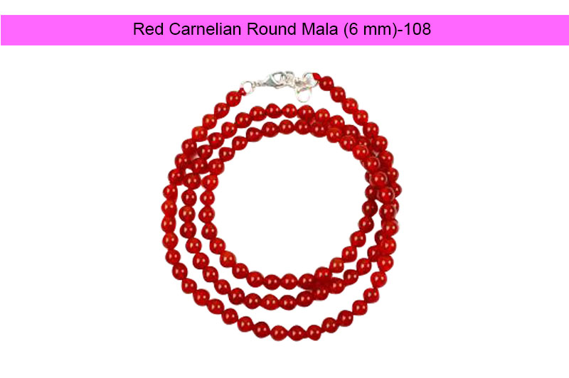 Red Carnelian Round Mala (6 mm)-GMMLROC005-1