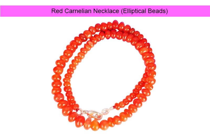 Red Carnelian Necklace (Elliptical Beads)-GMMLROC008-1