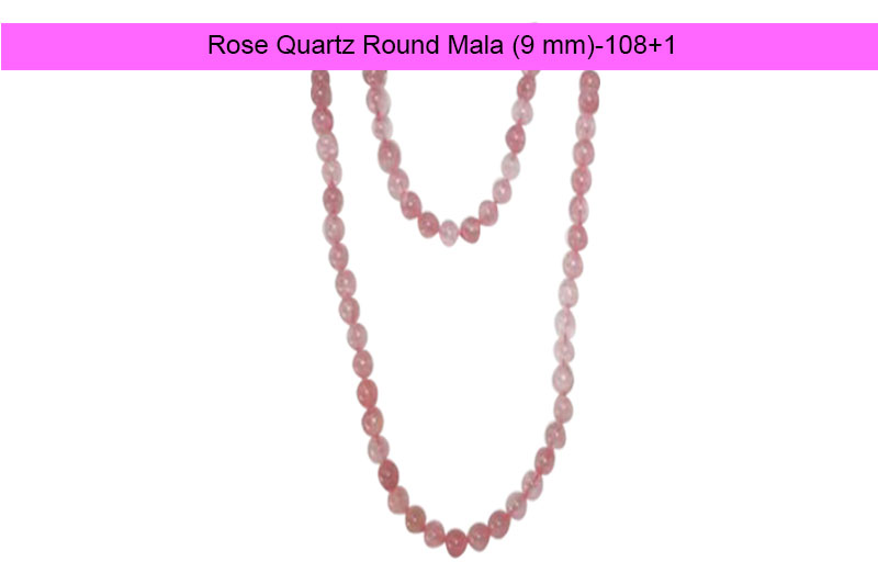 Rose Quartz Round Mala (9 mm)-GMMLRQ003-1