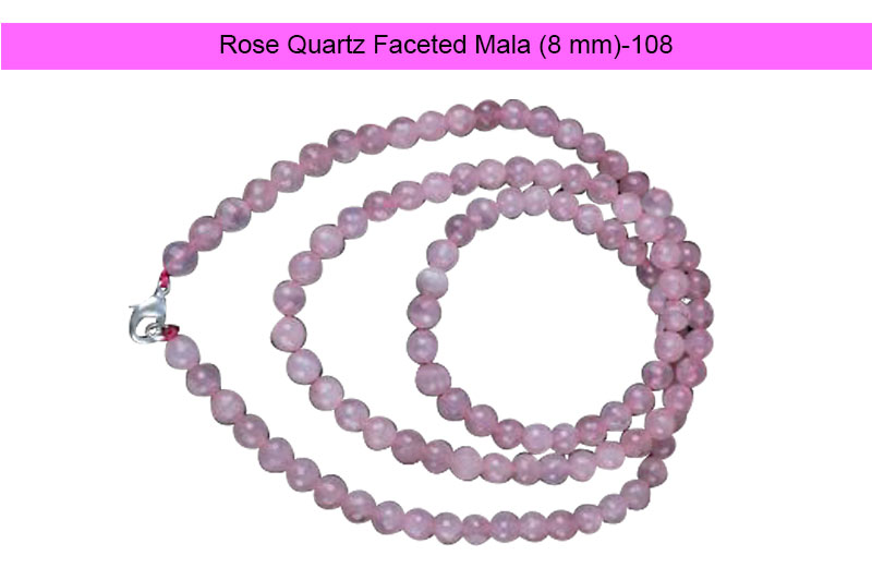 Rose Quartz Faceted Mala (8 mm)-GMMLRQ005-1