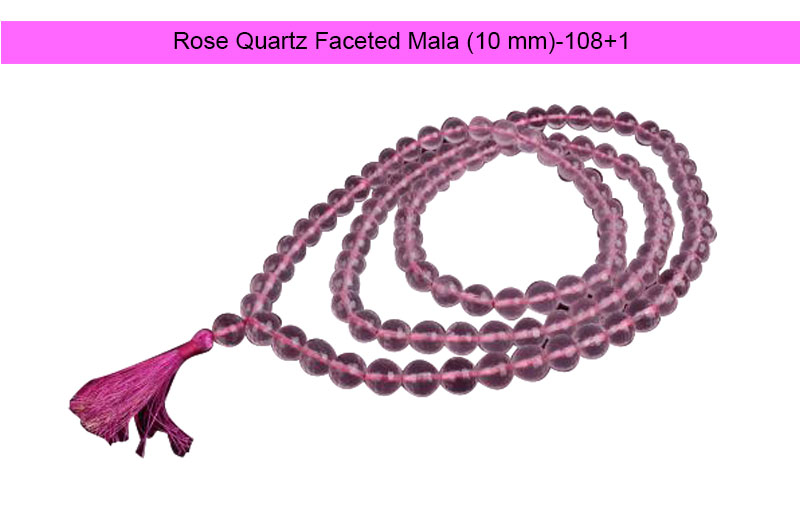 Rose Quartz Faceted Mala (10 mm)-GMMLRQ006-1