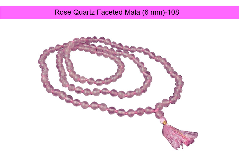 Rose Quartz Faceted Mala (6 mm)-GMMLRQ007-1