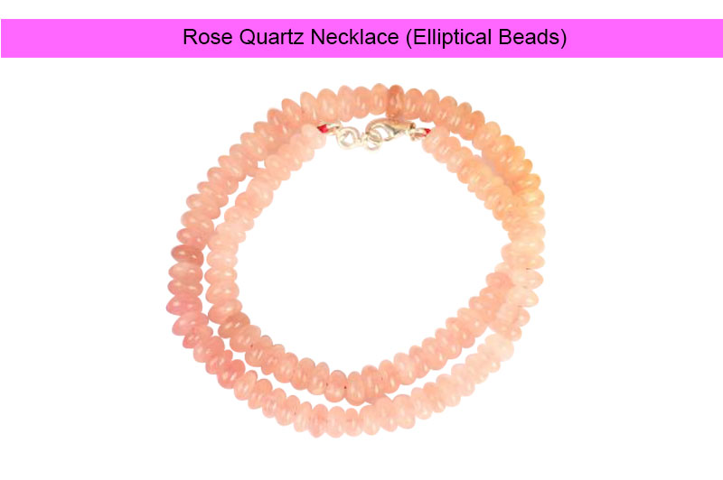 Rose Quartz Necklace (Elliptical Beads)-GMMLRQ008-1