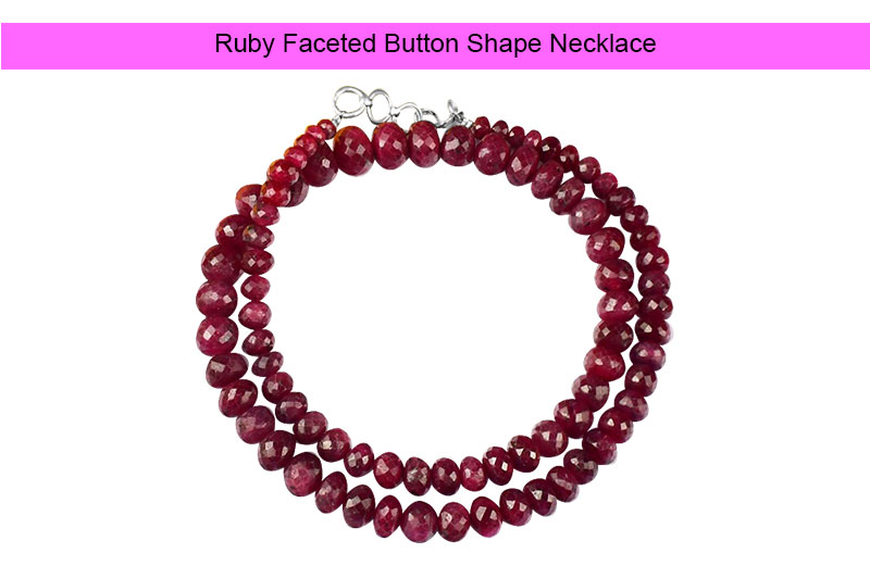 Ruby Faceted Button Shape Necklace-GMMLRY009-1