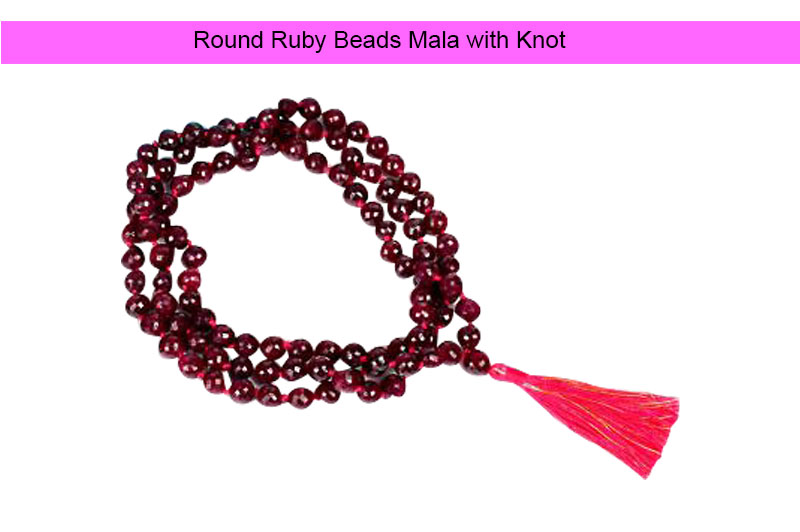 Round Ruby Beads Mala with Knot-GMMLRY011-1