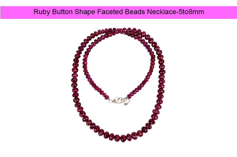 Ruby Button Shape Faceted Beads Necklace-GMMLRY013-1