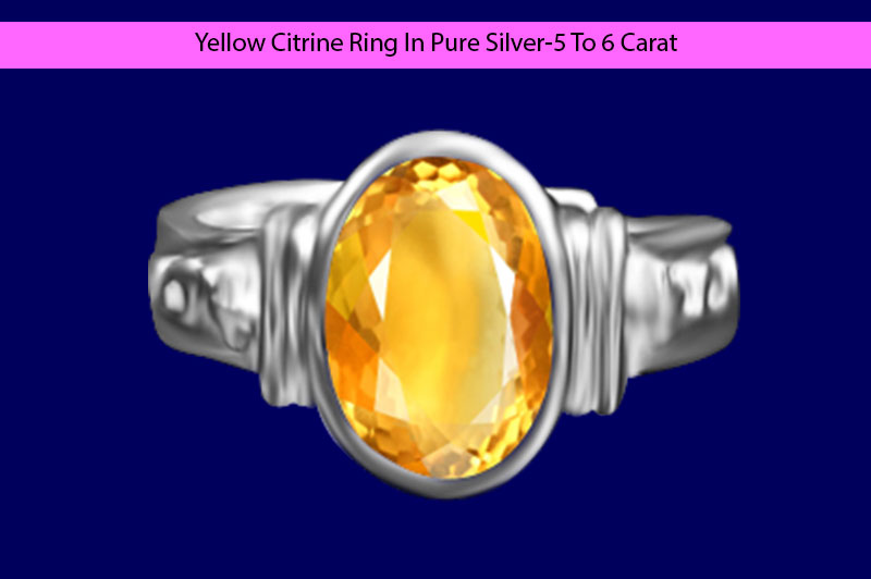 Yellow Citrine Ring In Pure Silver-5 To 6 Carat-OGR003-1