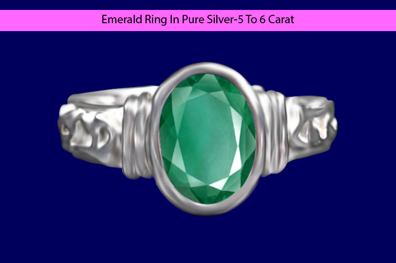 Emerald Ring In Pure Silver-5 To 6 Carat-OGR008-1