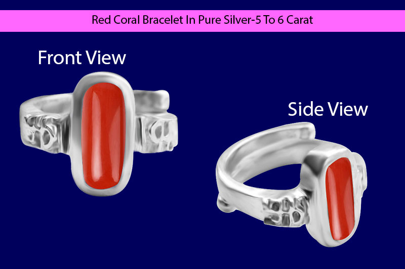 Red Coral Bracelet In Pure Silver-5 To 6 Carat-OGR011-1