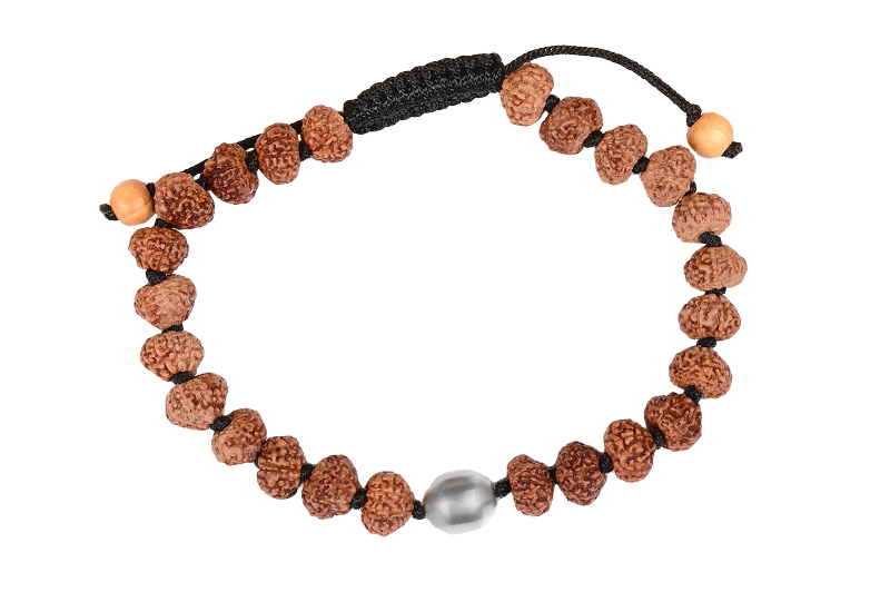 Parad Gutika(9-10mm) with 10 Mukhi Rudraksha Bracelet-PB013-1