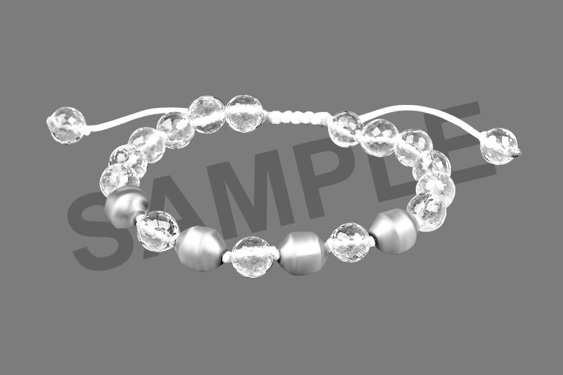 Parad Gutika(7-8mm) with Sphatik Faceted Bracelet-PB016-1