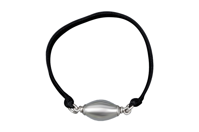 Parad Gutika(9-10mm) Bracelet in Silver Caps & Elastic-PB021-2