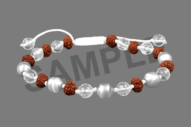Parad Gutika(7-8mm) 10 Mukhi Rudraksha & Sphatik Faceted Bracelet-PB023-2