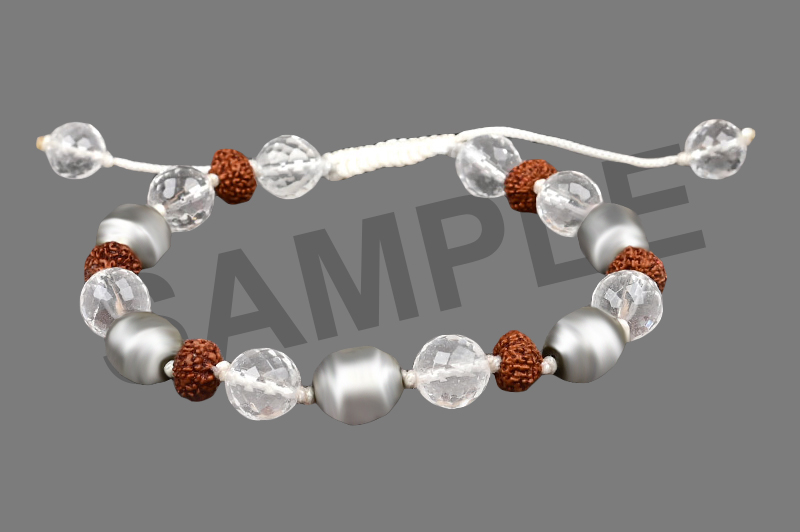 Parad Gutika(9-10mm) 10 Mukhi Rudraksha & Sphatik Faceted Bracelet-PB024-2