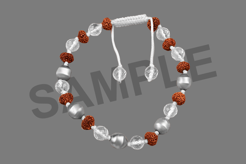 Parad Gutika(11-12mm) 10 Mukhi Rudraksha & Sphatik Faceted Bracelet-PB025-1