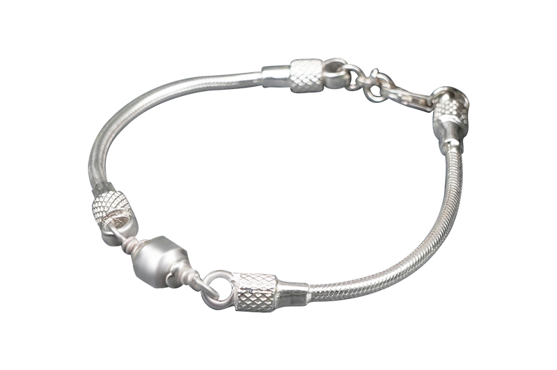 Parad(11-12mm) Bracelet with Silver Caps & Snake Chain-PB037-1