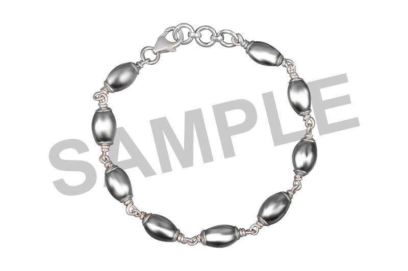 Parad Gutika(12 to 13mm) Silver Caps Bracelet-PB053-1