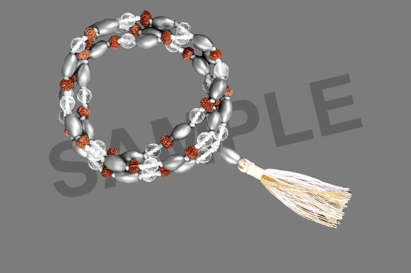 Parad Gutika(12 to 13mm) 10 Mukhi Rudraksha & Sphatik Faceted Mala-PB054-2