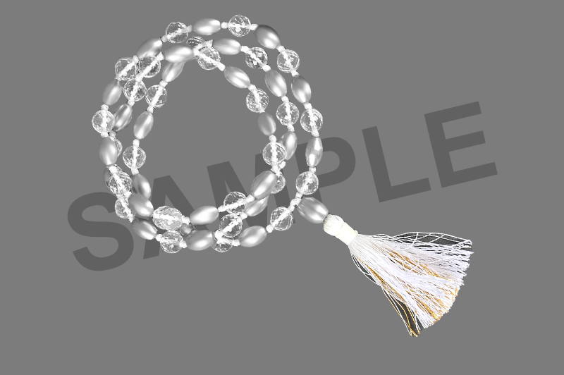 Parad Gutika(12 to 13mm) & Sphatik Faceted Mala-PB055-2