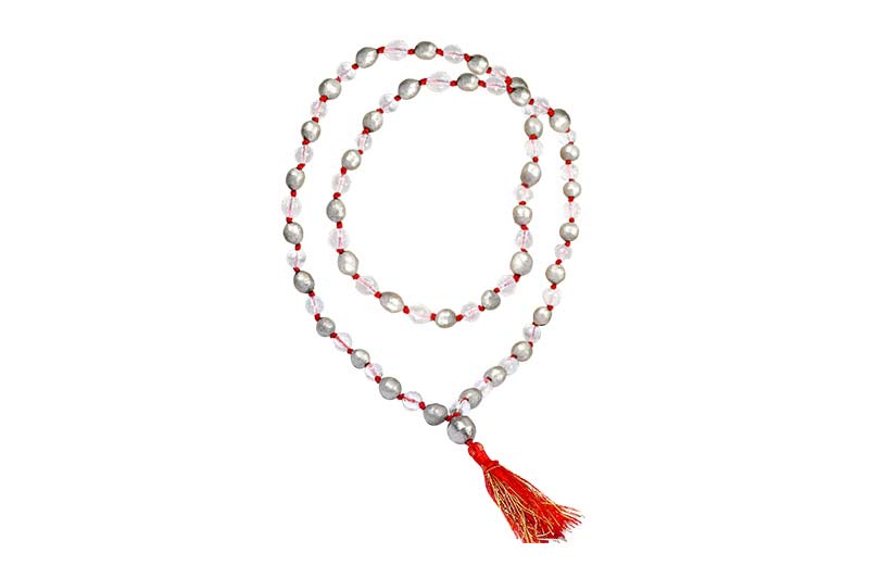 Pure Siddha Parad With Sphatik Mala - 72+1 Beads-PRDBRC48-1