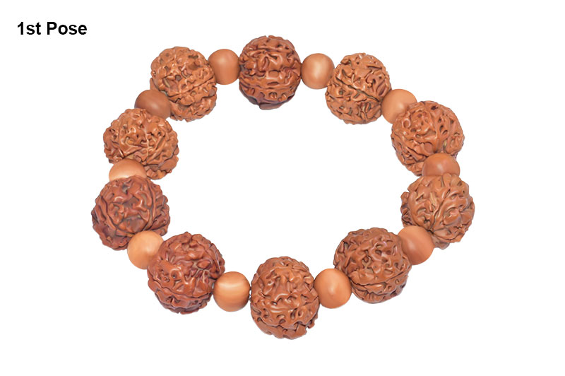 5 Mukhi Nepali Rudraksha With Yellow Chandan Bracelet-RD-BR-5-1048-1