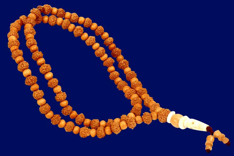 7 Mukhi Mahalaxmi Mala from Java with Sandalwood Beads-RD-ML-LKM-1001-3