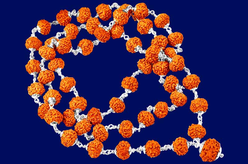 Rare 7 Mukhi Mahalaxmi Mala in Silver Caps-13mm-RD-ML-LKM-1023-3