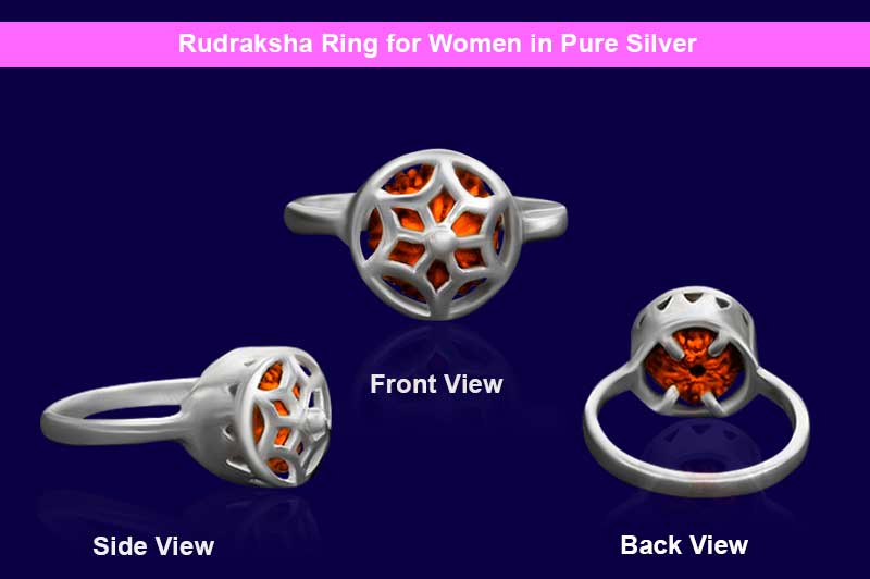 Shiv OM Rudraksha Silver Ring - Adjustable – ZaveriX Silver