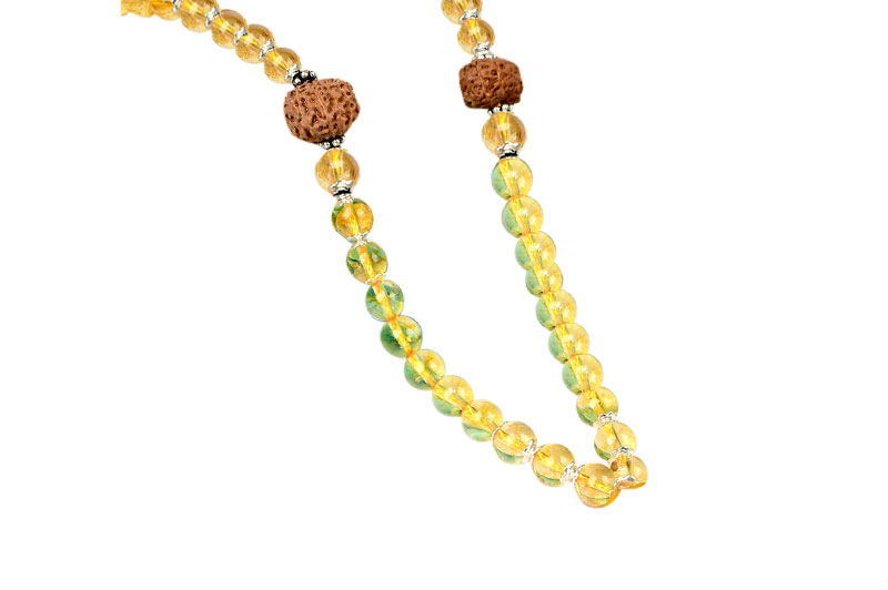 12 Mukhi Rudraksha and Yellow Citrine Mala-RGJ255-1