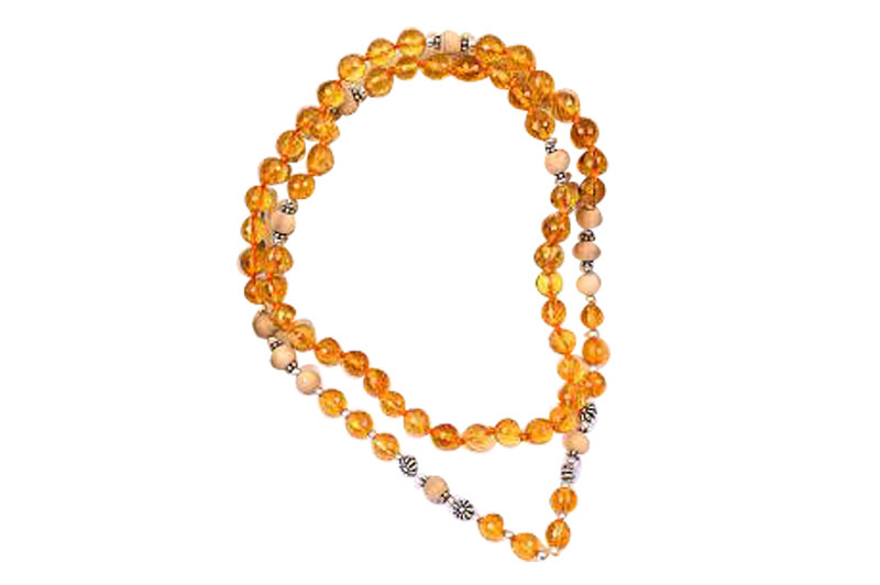 Yellow Citrine & Tulsi Beads Mala-RGJ276-1