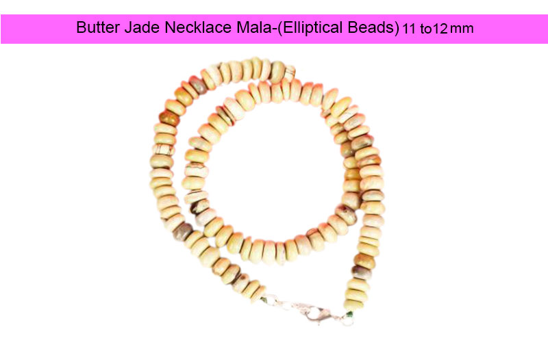 Butter Jade Necklace (Elliptical Beads)-ROMAL051-1