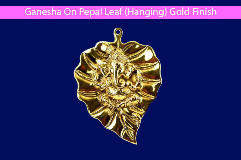 Ganesha On Pepal Leaf (Hanging) Gold Finish - VSAS013-1