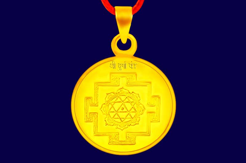 Shree Durga Yantra Locket in Gold-YLDRG1019-1