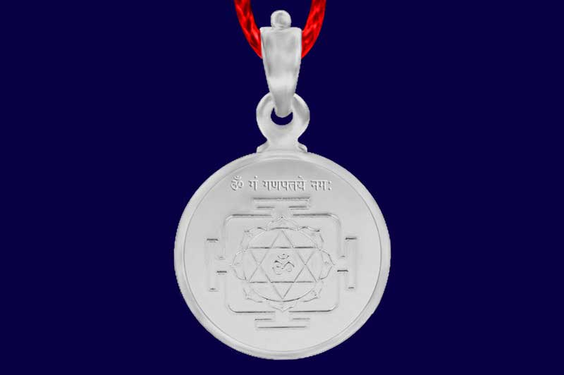 Shree Ganesh Yantra Locket In Silver-Medium-YLGAN1002-1