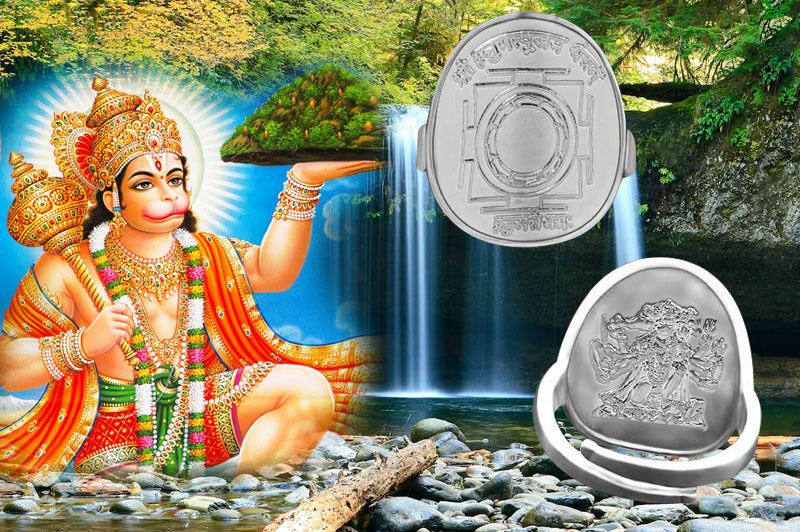 Shree Hanumat Pujan Yantra Ring in Silver-YRHNP101-1