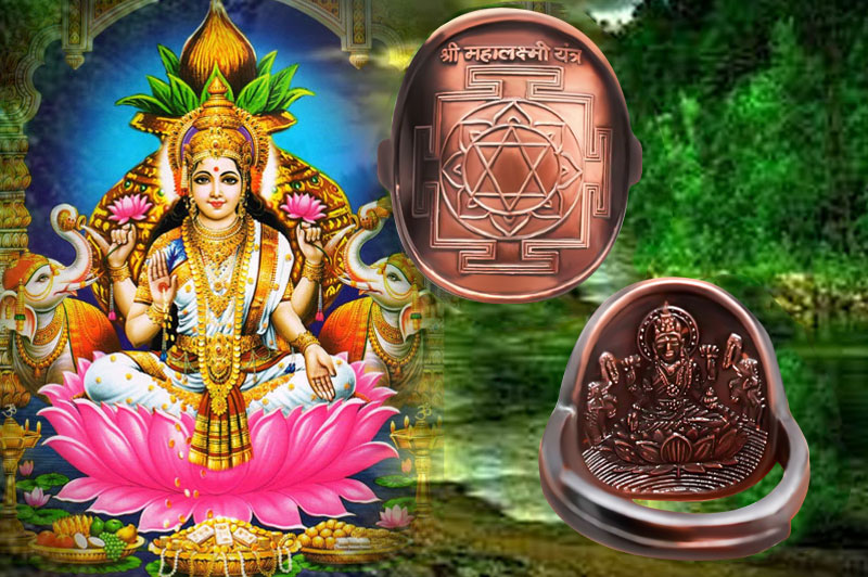 Shree Mahalakshmi Yantra Ring in Copper Antique-YRMLX104-1