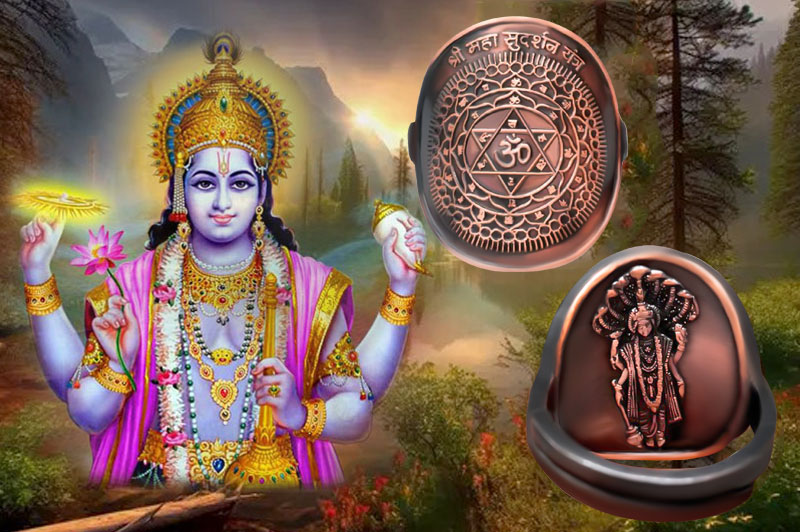 Shree Mahasudarshan Yantra Ring Copper Antique-YRMSH104-1