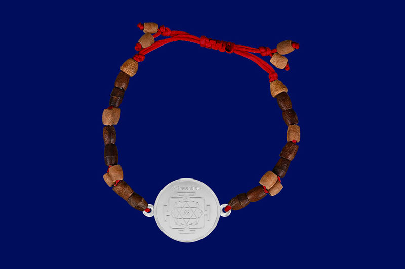 Ganesh Bracelet in Silver With Adjustable Thread-YTBRGAN-D-003-1