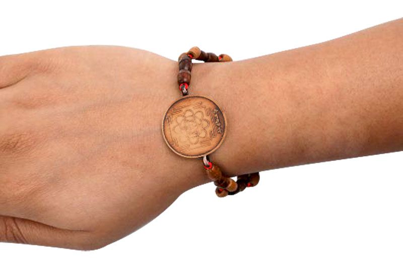 Shree Saraswati Bracelet in Copper Antique With Adjustable Thread -YTBRSAR-C-001-1