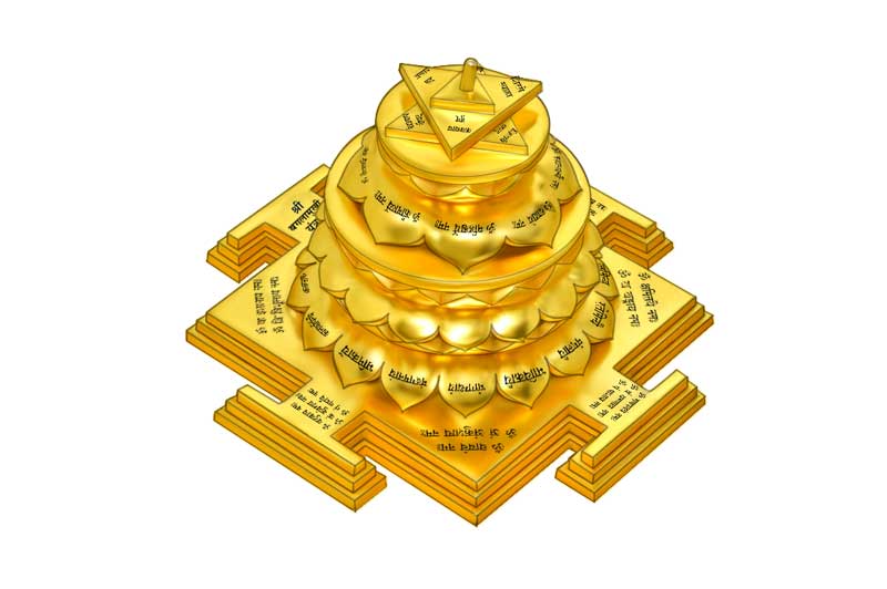 3D Siddh Meru Baglamukhi Yantra on Double Lotus Laser Printed In Gold Polish-YTDLBGM107-2