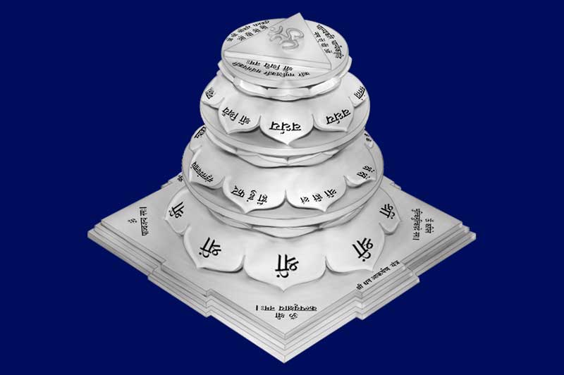 3D Siddh Meru Dhan Akarshan Yantra on Double Lotus Laser Printed In Silver Polish-YTDLDAH111-2