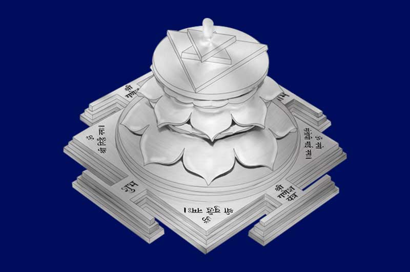 3D Siddh Meru Ganesh Yantra on Double Lotus Laser Printed In Silver Polish-YTDLGNS111-5
